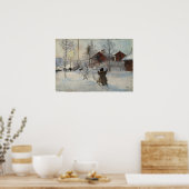 Larsson - de werf en de wasbak (van een huis) poster (Keuken)