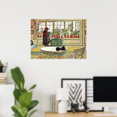 Larsson - Flowers on a Windowsill Poster (Thuiskantoor)