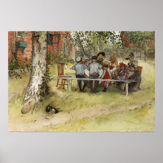 Larsson - Ontbijt onder de grote berk Poster (Voorkant)