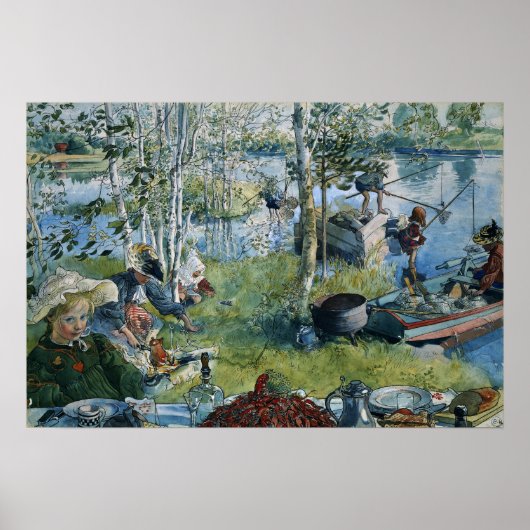 Larsson - Rivierkreeft vangen (Uit Een thuis) Poster (Voorkant)