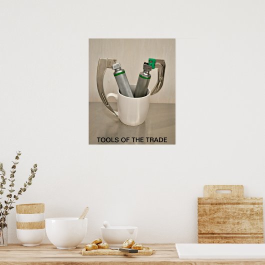 LARYNGOSCOPES EN KOFFIE-MOK - INSTRUMENTEN VAN DE  POSTER (Keuken)