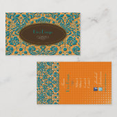 Las, barokdemper/blauwgroen/kastanjebruin visitekaartje (Voorkant / Achterkant)