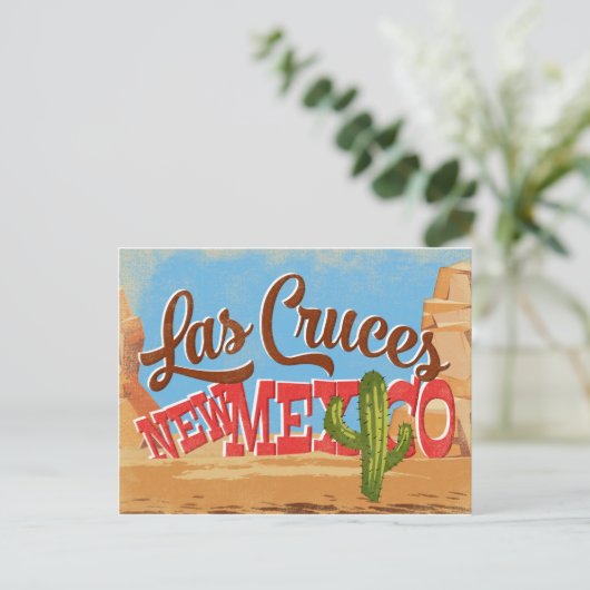 Las Cruces New Mexico Cartoon Desert Retro Travel Briefkaart (Staand voorkant)