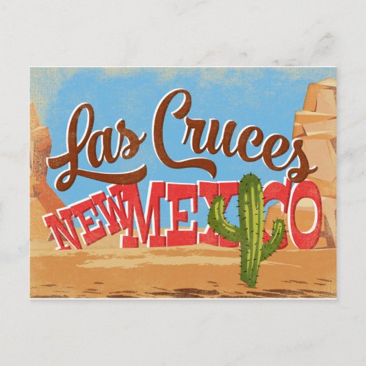 Las Cruces New Mexico Cartoon Desert Retro Travel Briefkaart (Voorkant)