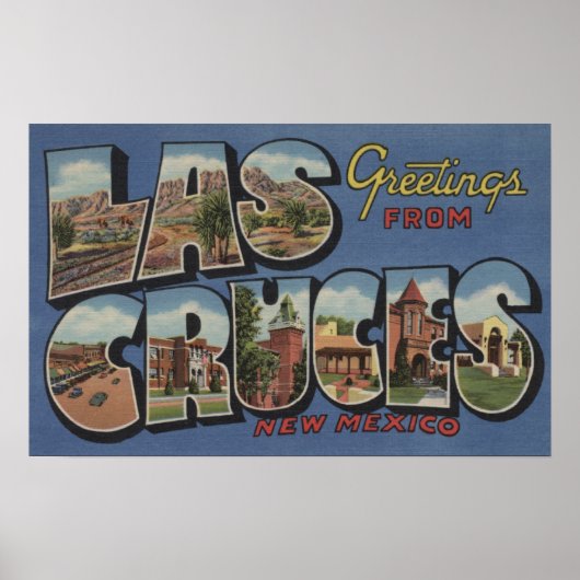 Las Cruces, New Mexico - Large Letter Scenes 2 Poster (Voorkant)