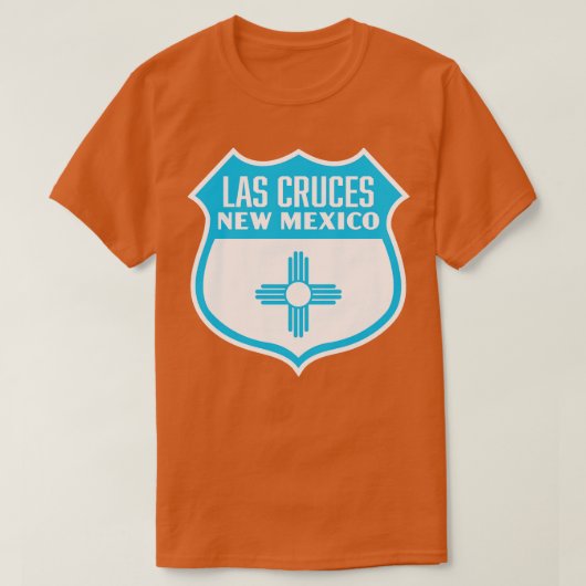 Las Cruces New Mexico Retro Flag Schild Blauw T-shirt (Design voorkant)