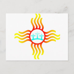 Las Cruces New Mexico Zia met drie kruising Briefkaart