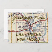Las Cruces NM  Map Briefkaart (Voorkant / Achterkant)