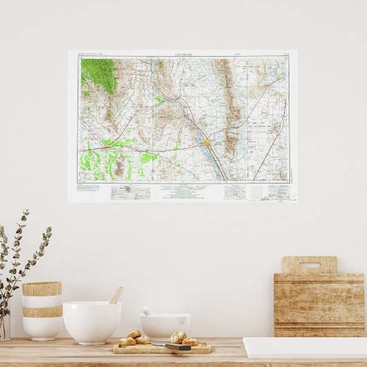 Las Cruces Topo Map 1957 Poster (Keuken)