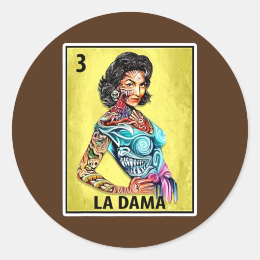 Las Damas Lottery Stylish Lady Ronde Sticker (Voorkant)