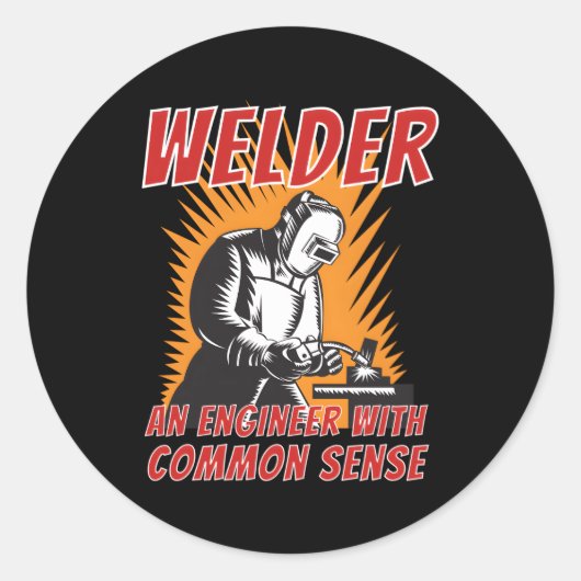 Las een ingenieur met algemeen verstandig metaalpe ronde sticker (Voorkant)