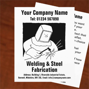 Las- en fabricagecartoonontwerp flyer