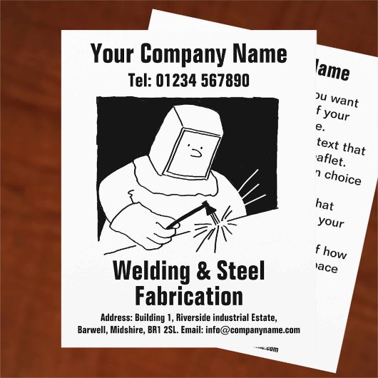 Las- en fabricagecartoonontwerp flyer