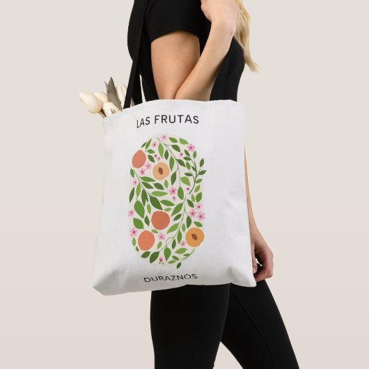 Las Frutas: Duraznos - Perzikmarkt Tote Bag (Dichtbij)
