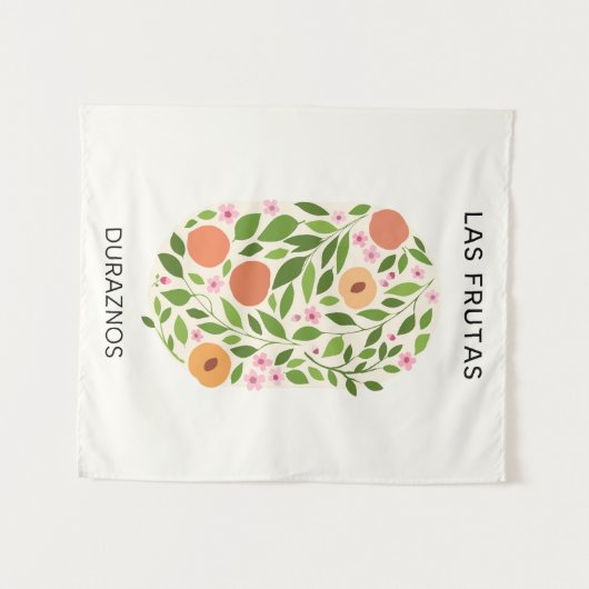 Las Frutas: Duraznos - Perzikmarkt Wandkleed (Voorkant (horizontaal))