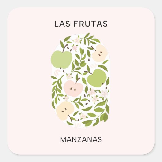 Las Frutas: Manzanas - Apple Market Vierkante Sticker (Voorkant)