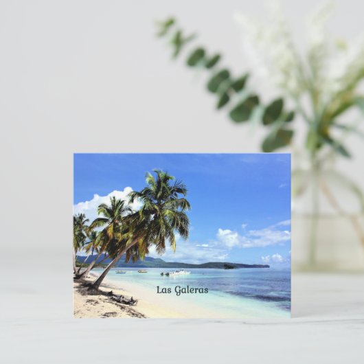 Las Galeras, tropische scène uit de Dominicaanse R Briefkaart (Staand voorkant)