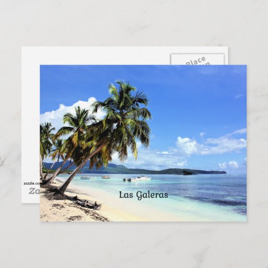 Las Galeras, tropische scène uit de Dominicaanse R Briefkaart (Voorkant / Achterkant)