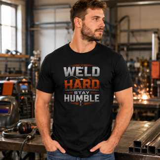 Las Hard Blijf Bescheiden T-shirt Grappige Lasser