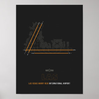 LAS - Las Vegas Harry Reid Luchthaven Runway Diagr Poster