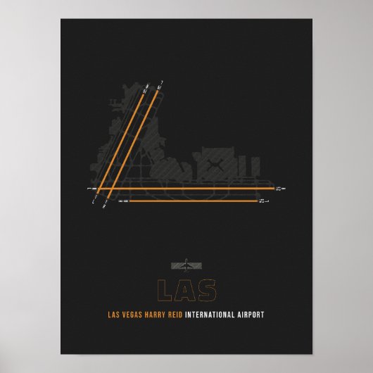 LAS - Las Vegas Harry Reid Luchthaven Runway Diagr Poster (Voorkant)