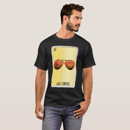 Las Lentes Mexican Slang Lottery Bingo Kaarten T-shirt (Voorkant volledig)