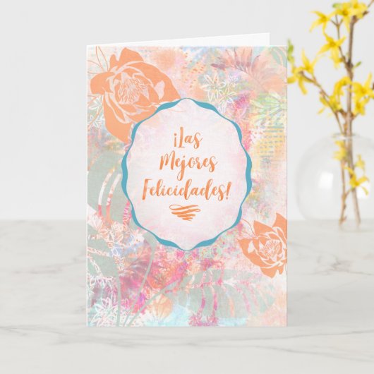 Las Mejores Felicidades – Spaanse beste wensen Kaart (Gele Bloem)