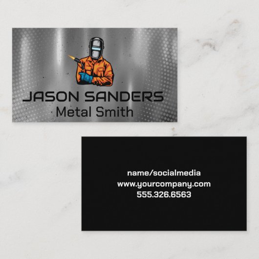 Las met Logo van de Blow Torch | Metaal Visitekaartje (Voorkant / Achterkant)