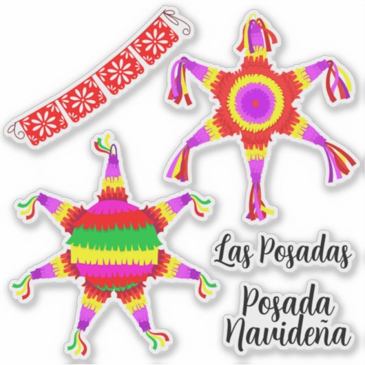 Las Posadas Piñatas with Posada Navideña Sticker (Voorkant)