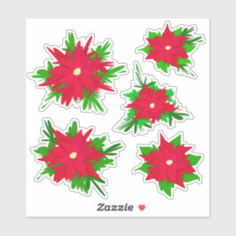 Las Posadas Poinsettia Festive Navidad Floral Sticker