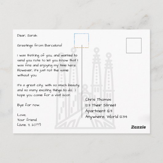 Las Ramblas Barcelona Spanje Modern Briefkaart (Achterkant)