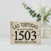 Las Tortugas Sister Islands Est. 1503 RUSTISCH Briefkaart (Staand voorkant)