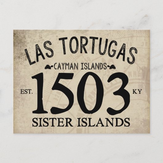 Las Tortugas Sister Islands Est. 1503 RUSTISCH Briefkaart (Voorkant)
