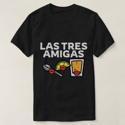 Las Tres amigas Salt Limoen Tequila Cinco de Mayo T-shirt (Design voorkant)