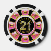 Las Vegas 21e verjaardag Casino | roze zwart goud Poker Chips (Achterkant)