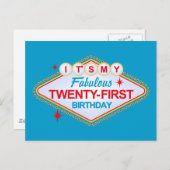 Las Vegas 21st Birthday Aankondigingskaart (Voorkant / Achterkant)