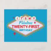 Las Vegas 21st Birthday Aankondigingskaart (Voorkant)