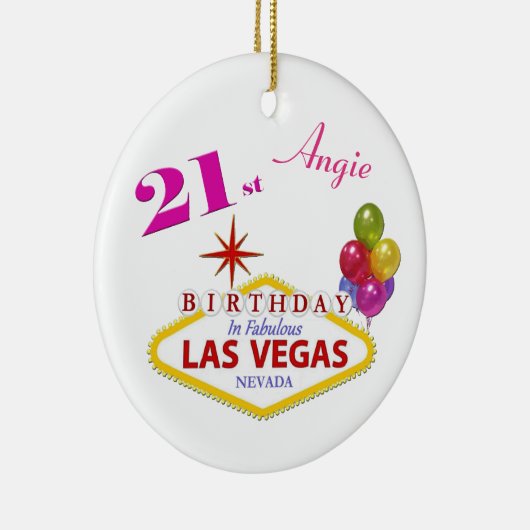 Las Vegas 21st Birthday Ceramic Ornament (Rechts)