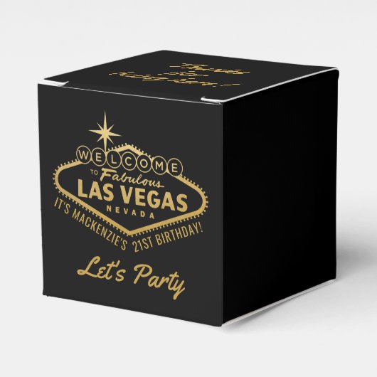 Las Vegas 21st Birthday Party Gold Persoonlijk Bedankdoosjes (Voorkant Zijde)