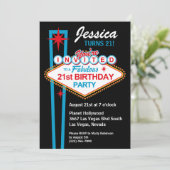 Las Vegas 21st Birthday Party Invitation Kaart (Staand voorkant)