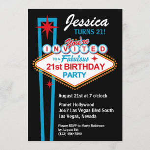 Las Vegas 21st Birthday Party Invitation Kaart