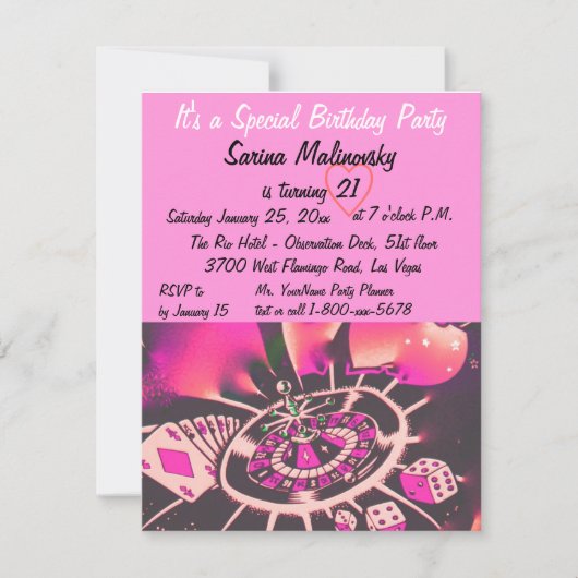 Las Vegas 21st Birthday Party Kaart (Voorkant)