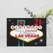 Las Vegas 21st Birthday Party Kaart (Staand voorkant)