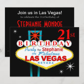 Las Vegas 21st Birthday Party Kaart (Voorkant / Achterkant)