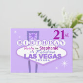 Las Vegas 21st Birthday Party - lila Kaart (Staand voorkant)