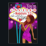 Las Vegas 21st Birthday Party paars Kaart<br><div class="desc">Deze leuke en opwindende uitnodiging van Las Vegas is perfect voor verjaardagsfeestjes, meiden nachts, bachelorette feestjes en andere speciale evenementen. Zo gemakkelijk om zich te personaliseren, gebruik enkel de oranje knoop "aanpast het"hierboven om uw eigen tekst en doopvont toe te voegen. Er zijn ook overeenkomende enveloppen en gunstige stickers beschikbaar....</div>