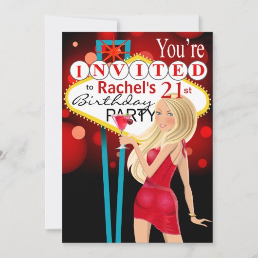 Las Vegas 21st Birthday Party red Kaart (Voorkant)
