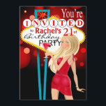 Las Vegas 21st Birthday Party red Kaart<br><div class="desc">Deze leuke en opwindende uitnodiging van Las Vegas is perfect voor verjaardagsfeestjes, meiden nachts, bachelorette feestjes en andere speciale evenementen. Zo gemakkelijk om zich te personaliseren, gebruik enkel de oranje knoop "aanpast het"hierboven om uw eigen tekst en doopvont toe te voegen. Er zijn ook overeenkomende enveloppen en gunstige stickers beschikbaar....</div>