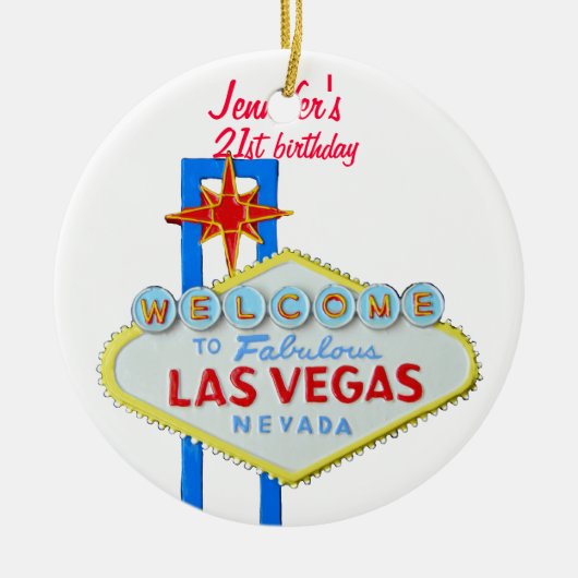 Las Vegas 21st Birthday Pendant Keramisch Ornament (Voorkant)