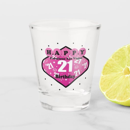 Las Vegas 21st Birthday Shot glass Glas (Voorkant)